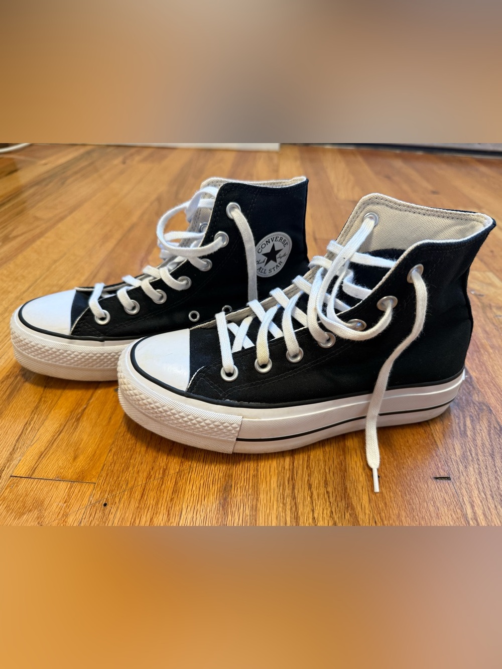 Converse Black and White Platform High Top Sneakers